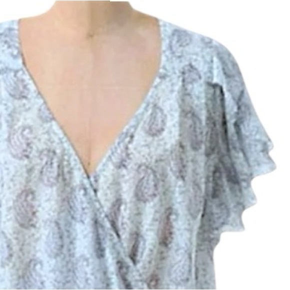 $138 Anthropologie Vintage Silk Blend Wrap Blouse 8P Medium Petite Paisley Top - Picture 4 of 11